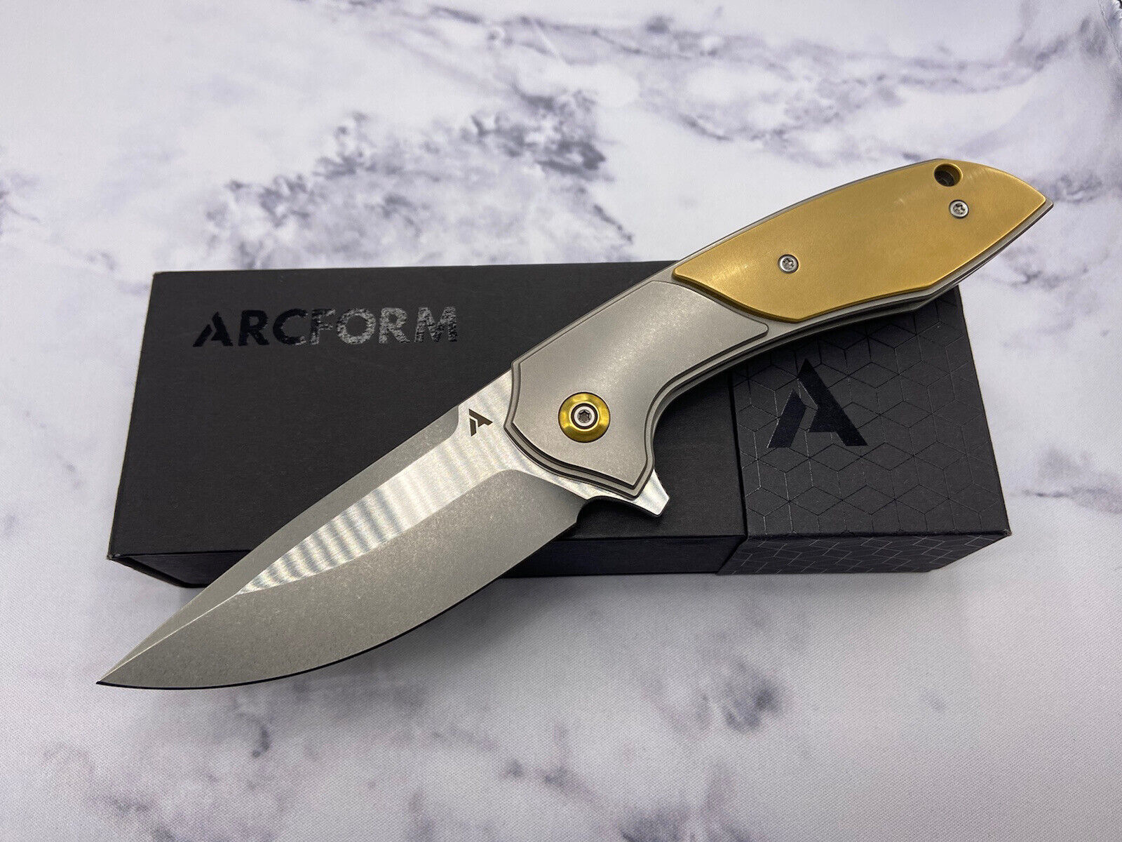 Arcform Tuffknives Brass Catalyst Flipper Folding Knife Geoff Blauvelt
