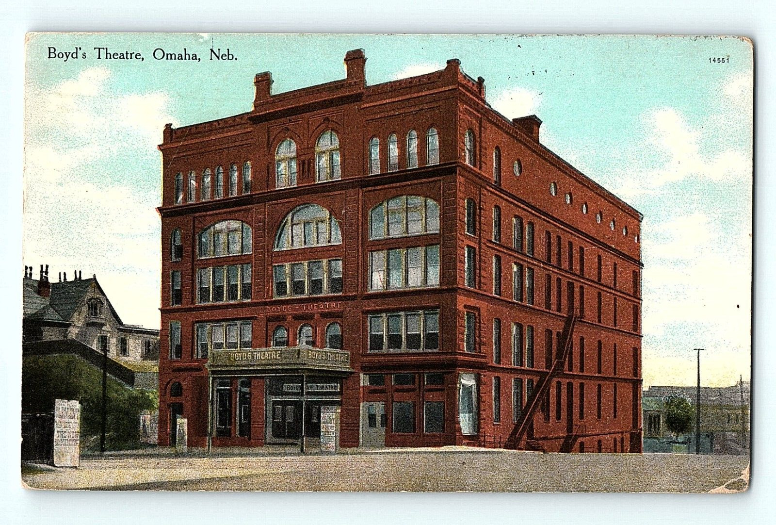 Boyd\'s Theatre Omaha Nebraska 1912 Street View Antique Postcard E3