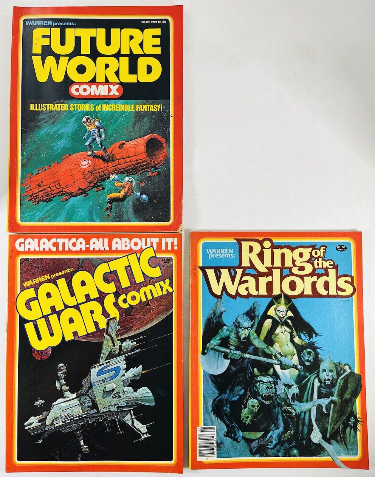3 WARREN PRESENTS MAGAZINES RING OF WARLORDS / GALACTIC WARS / FUTURE WORLD 1978