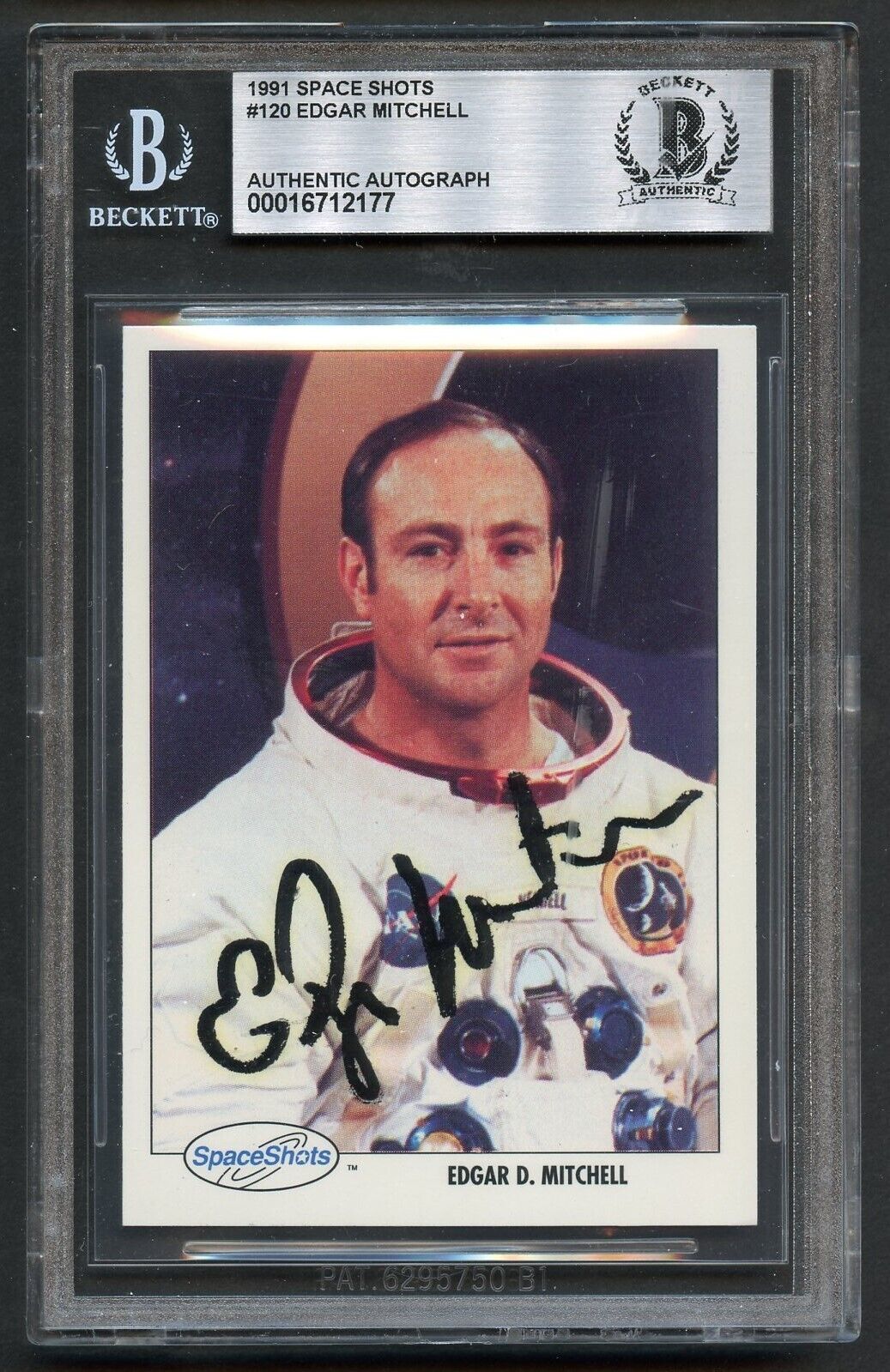 Edgar Mitchell #120 signed autograph auto 1991 Space Shots NASA Card BAS Slabbed