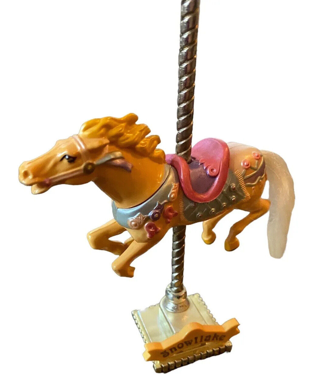 Vtg Matchbox Carousel Horse Snowflake Merry Go Round Pink Figurine 1989 Pony