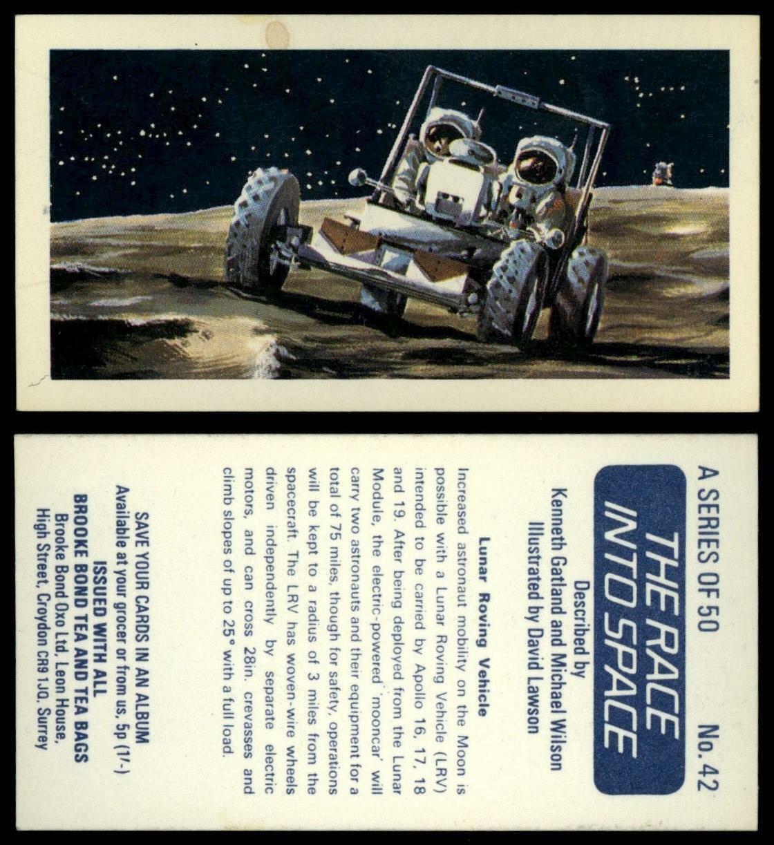 Lunar Roving Vehicle #42 The Race Into Space 1971 Brooke Bond Tea Card