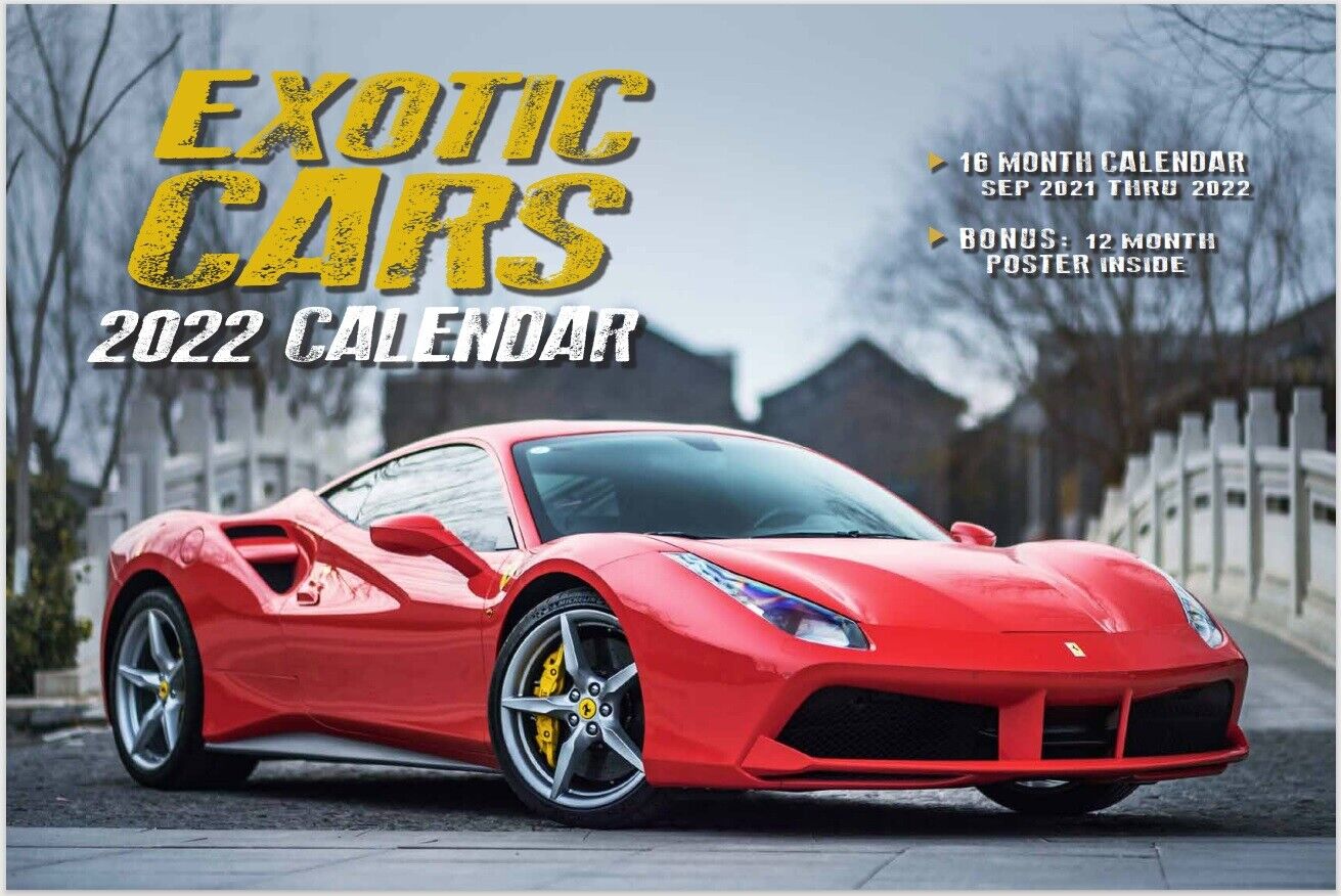 SALE 2022 EXOTIC CAR Deluxe Wall Calendar supercar lambo porsche ferrari gt3