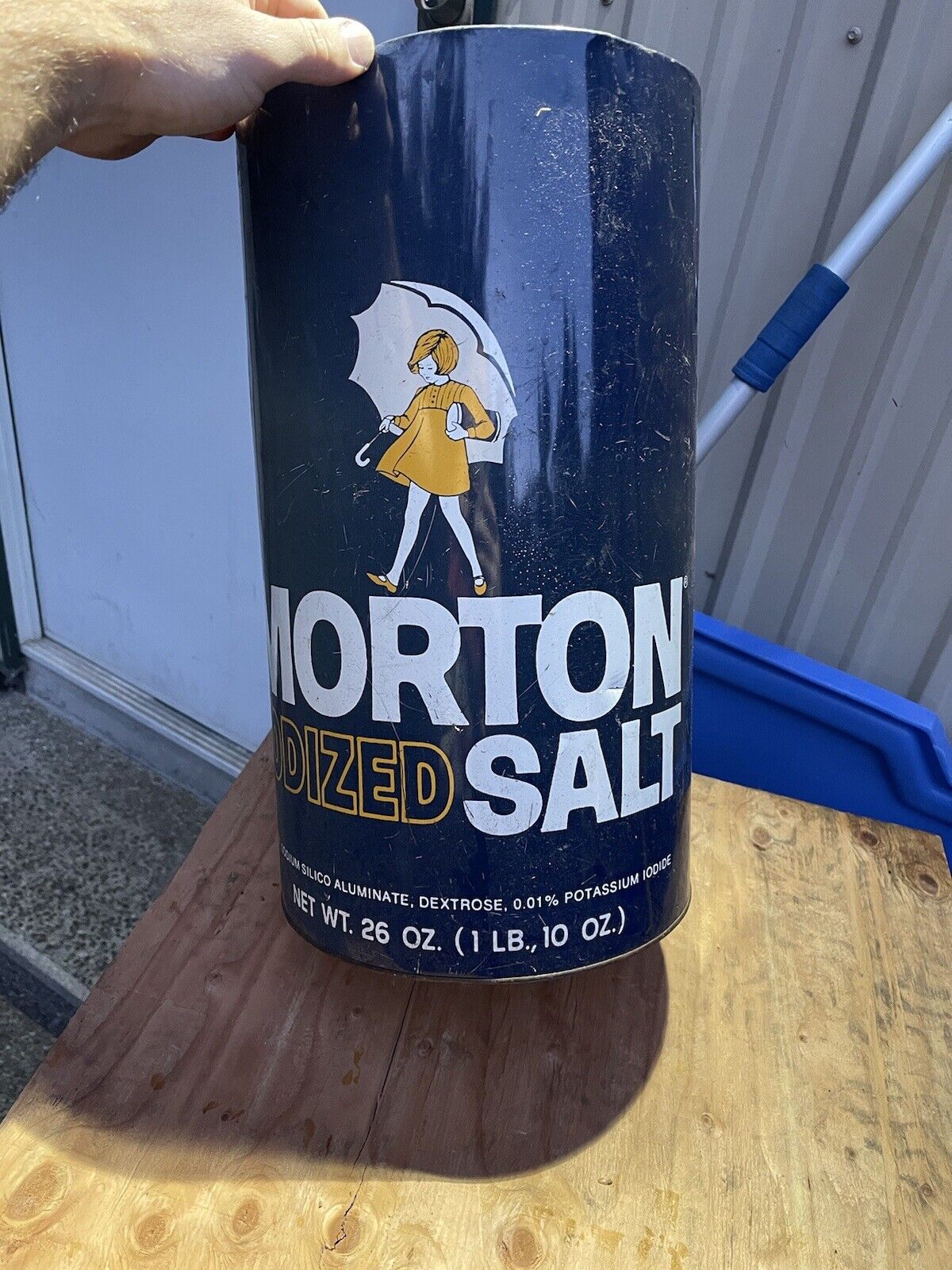Vtg XXL advertising Morton\'s Salt Container Store Display Umbrella Girl 18” Tin