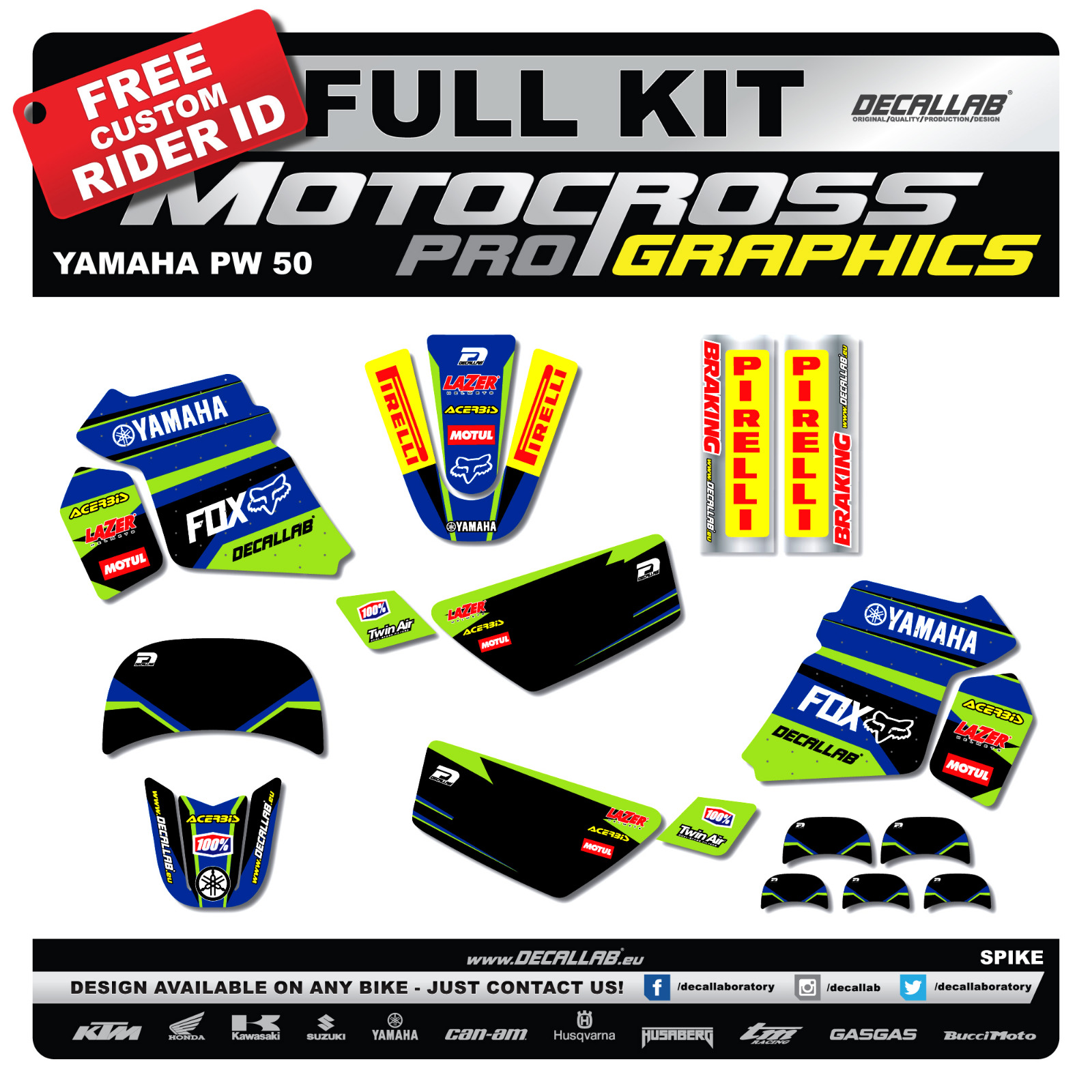 YAMAHA PW 50 Graphics Decals Stickers Decallab