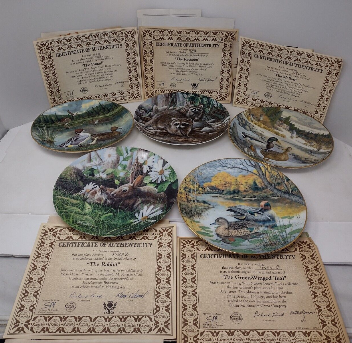 VINTAGE KEVIN DANIEL KNOWLES PLATE COLLECTION LOT X 5 COLLECTOR PLATES Cert Auth