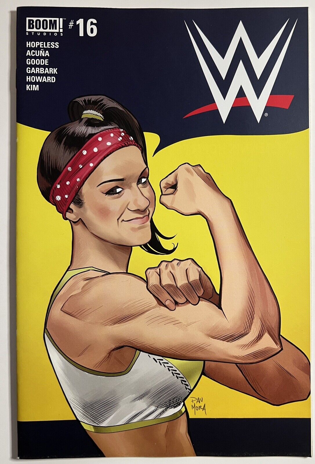 WWE 16 Bayley Cover by Dan Mora Boom 2018 Rosie the Riveter Homage We Can Do It