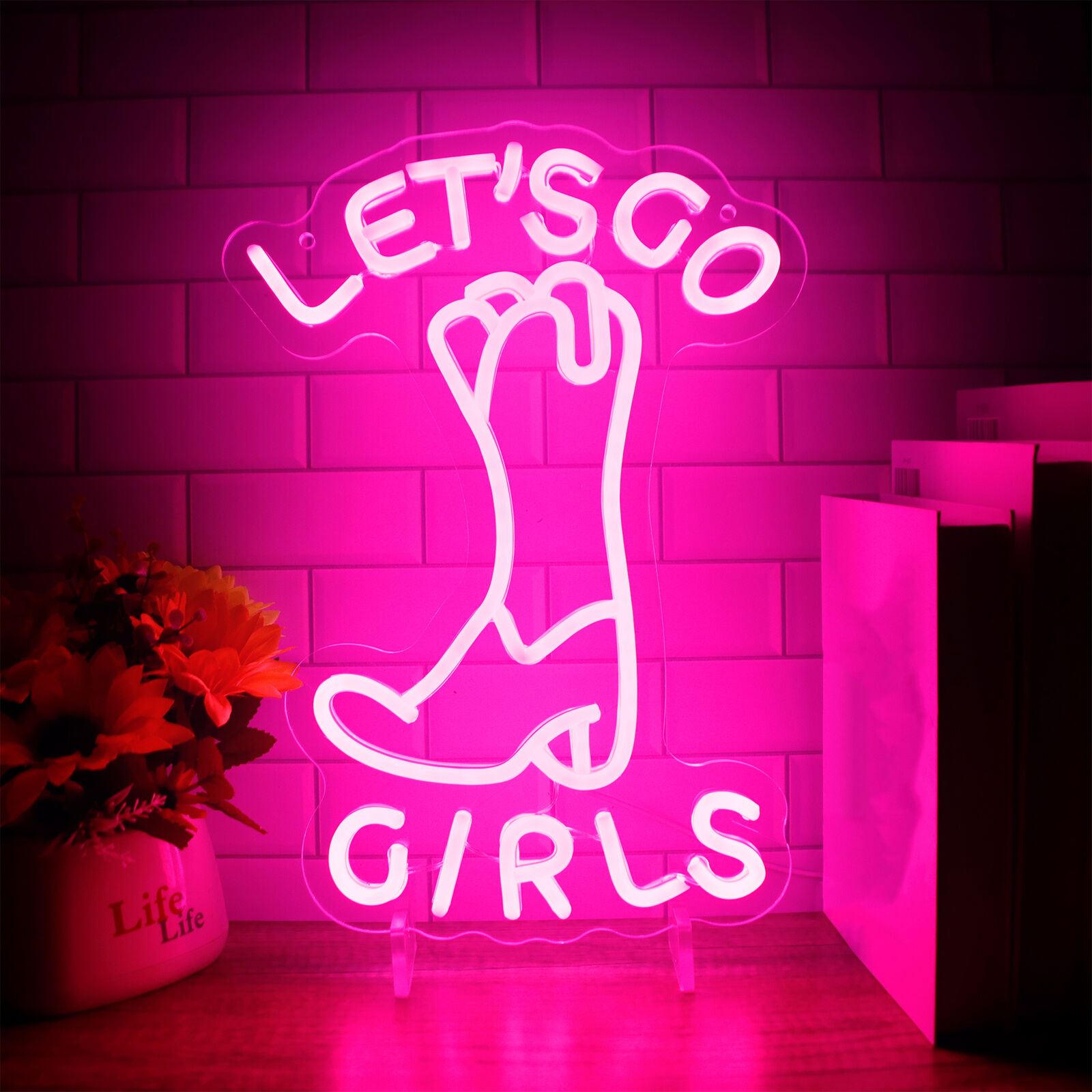 Let's Go Girls Neon Sign USB Powered for Girl's Room Beer Bar Party Wall Decor