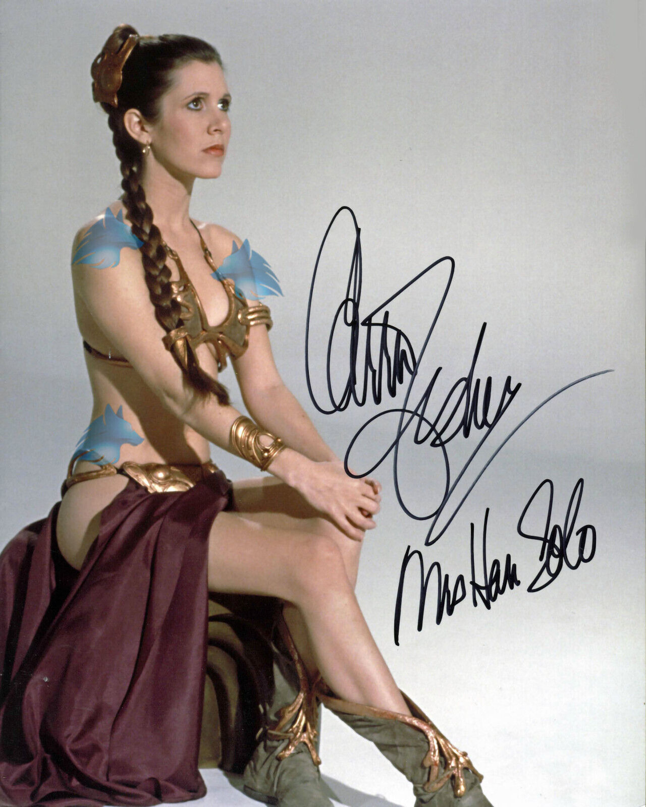 Carrie Fisher Star Wars Signed Photo as Mrs Han Solo Autograph 8x10
