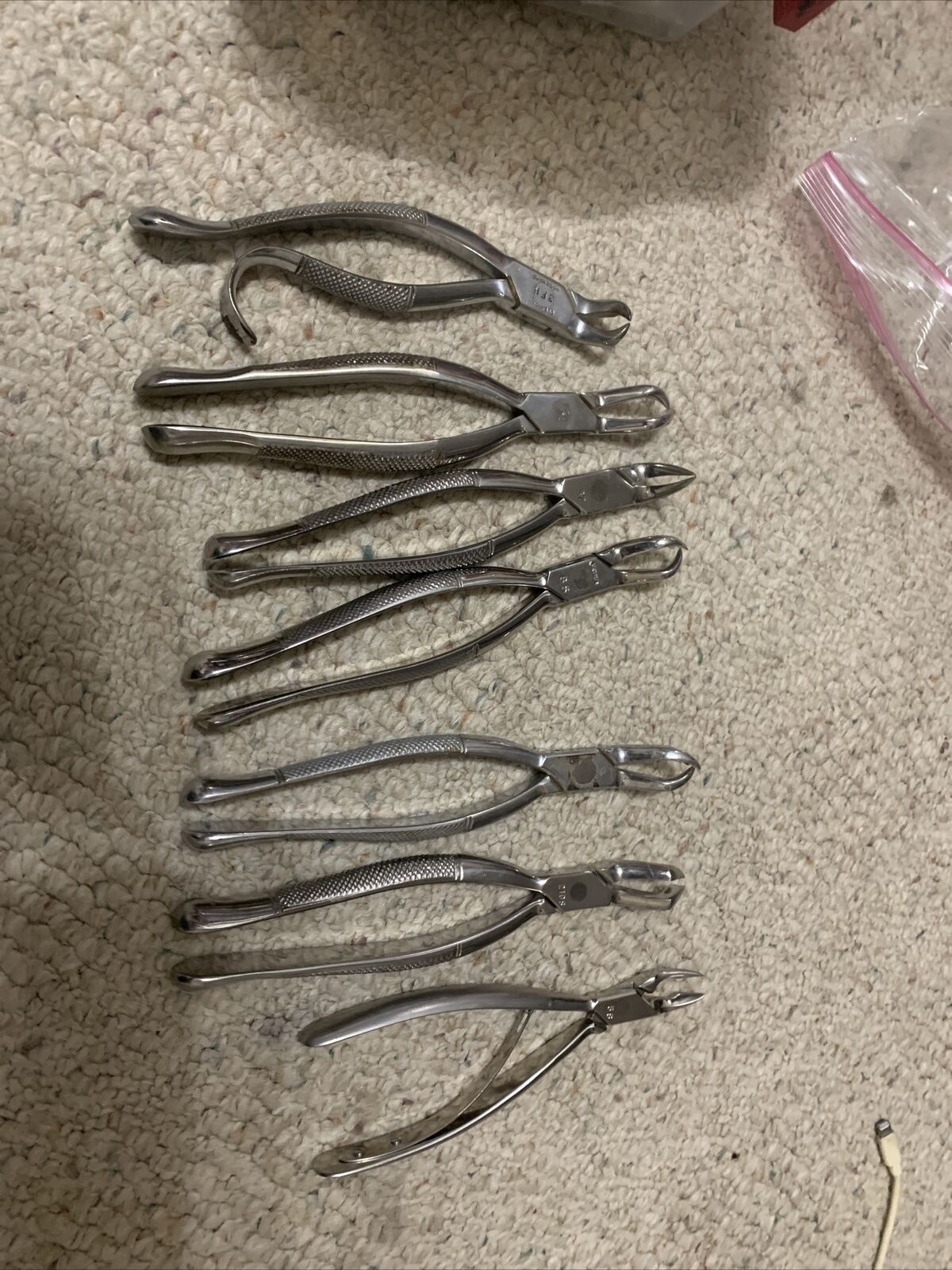 7 Vintage Dental Tooth Extractors/ Pliers, Germany USA Clev Dent Stainless