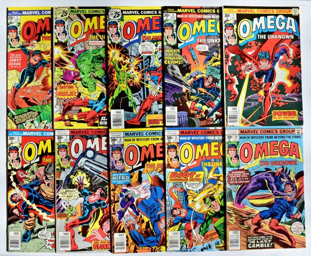 OMEGA THE UNKNOWN (1976) 10 ISSUE COMPLETE SET#1-10 MARVEL COMICS