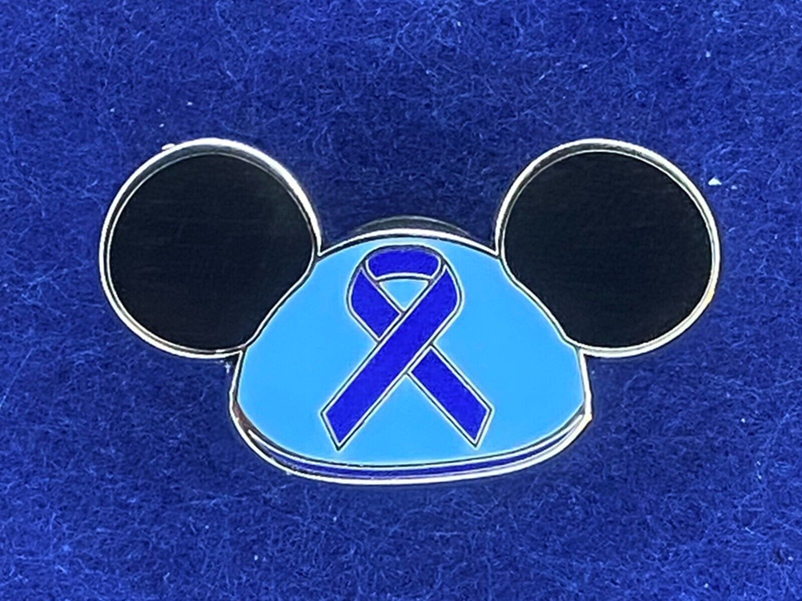 Colon Cancer Awareness Mickey Mouse Ears Disney Fantasy Pin Blue Ribbon 1.25