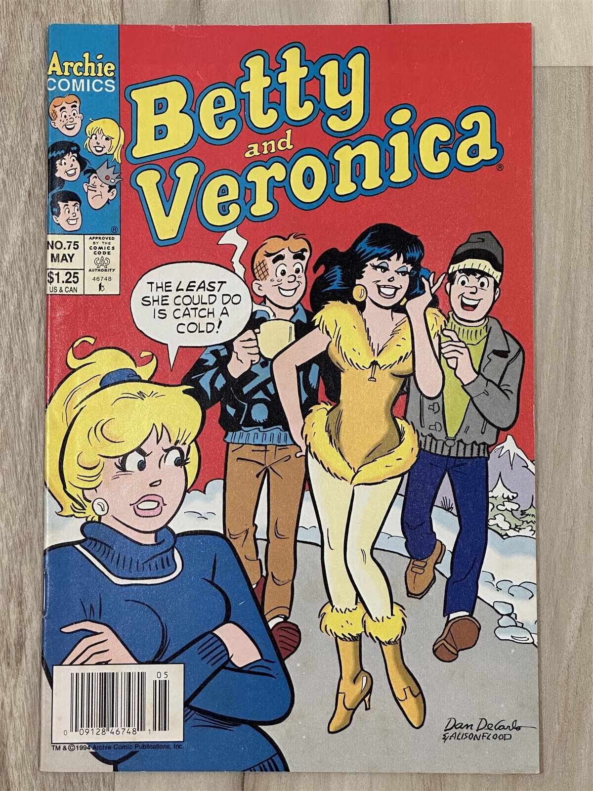 BETTY & VERONICA #75 DECARLO 1994 SKIMPY WINTER OUTFIT HOT IN THE COLD HEADLIGHT