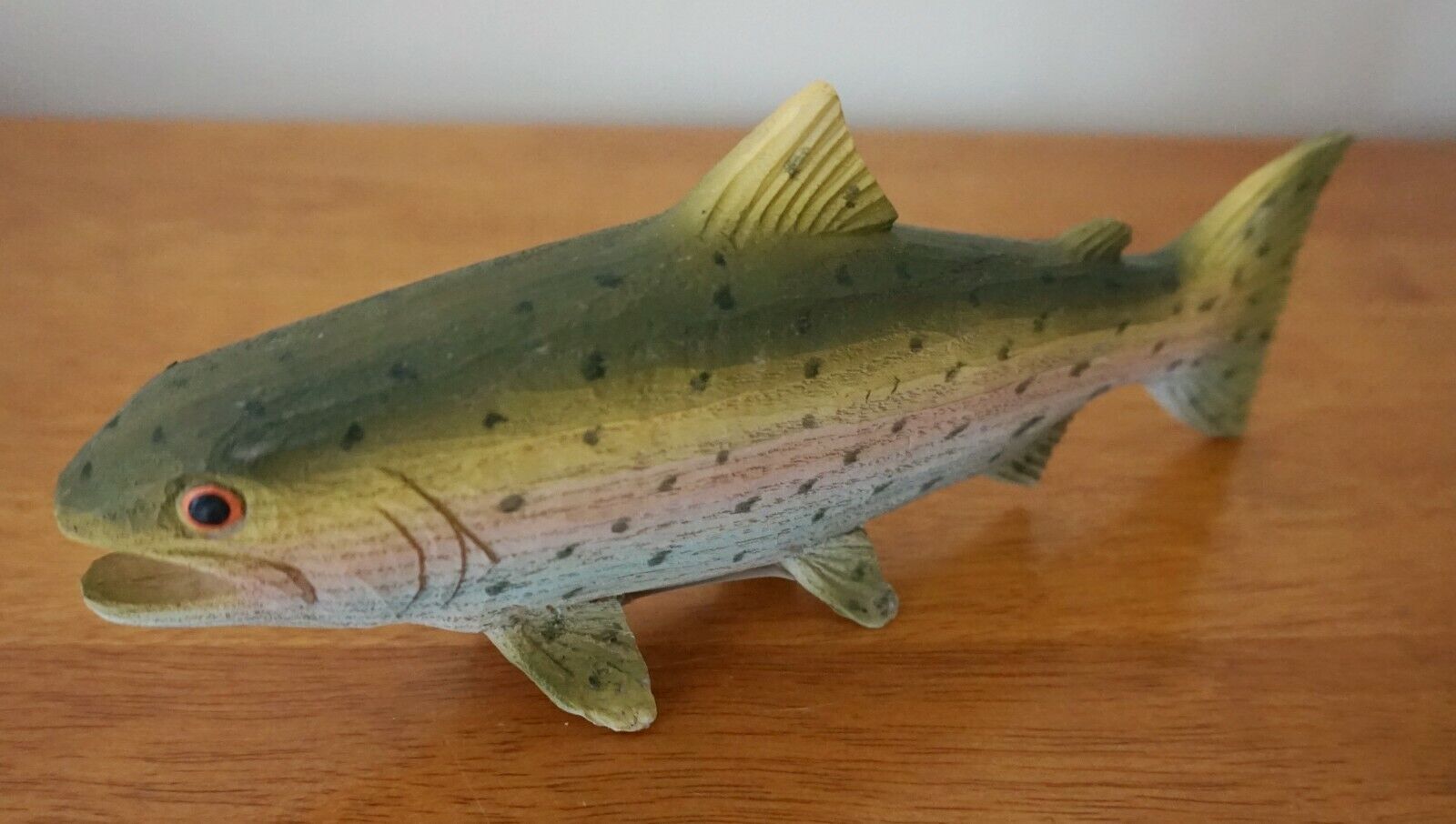 Faux Wood Carved Rainbow Trout Figurine Rustic Fishing Lodge Cabin Home Decor