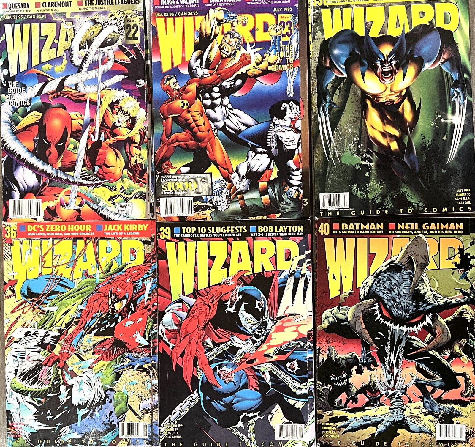 Lot Of 6 WIZARD GUIDE TO COMICS MAGAZINES Spawn, Deadpool, Spider-Man, Wolverine