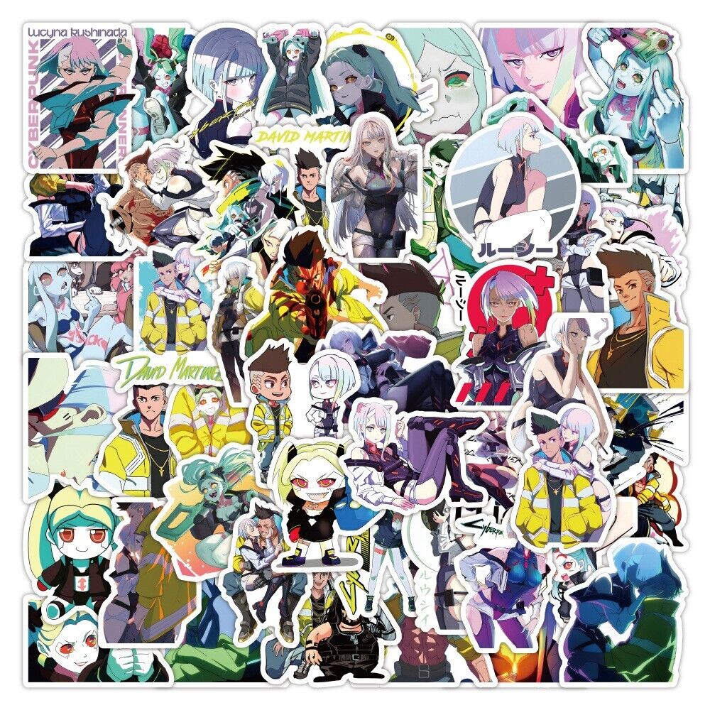 Mix 50 PCs Cyberpunk Edgerunners 2077 Anime Game Luggage Sticker - No Duplicate