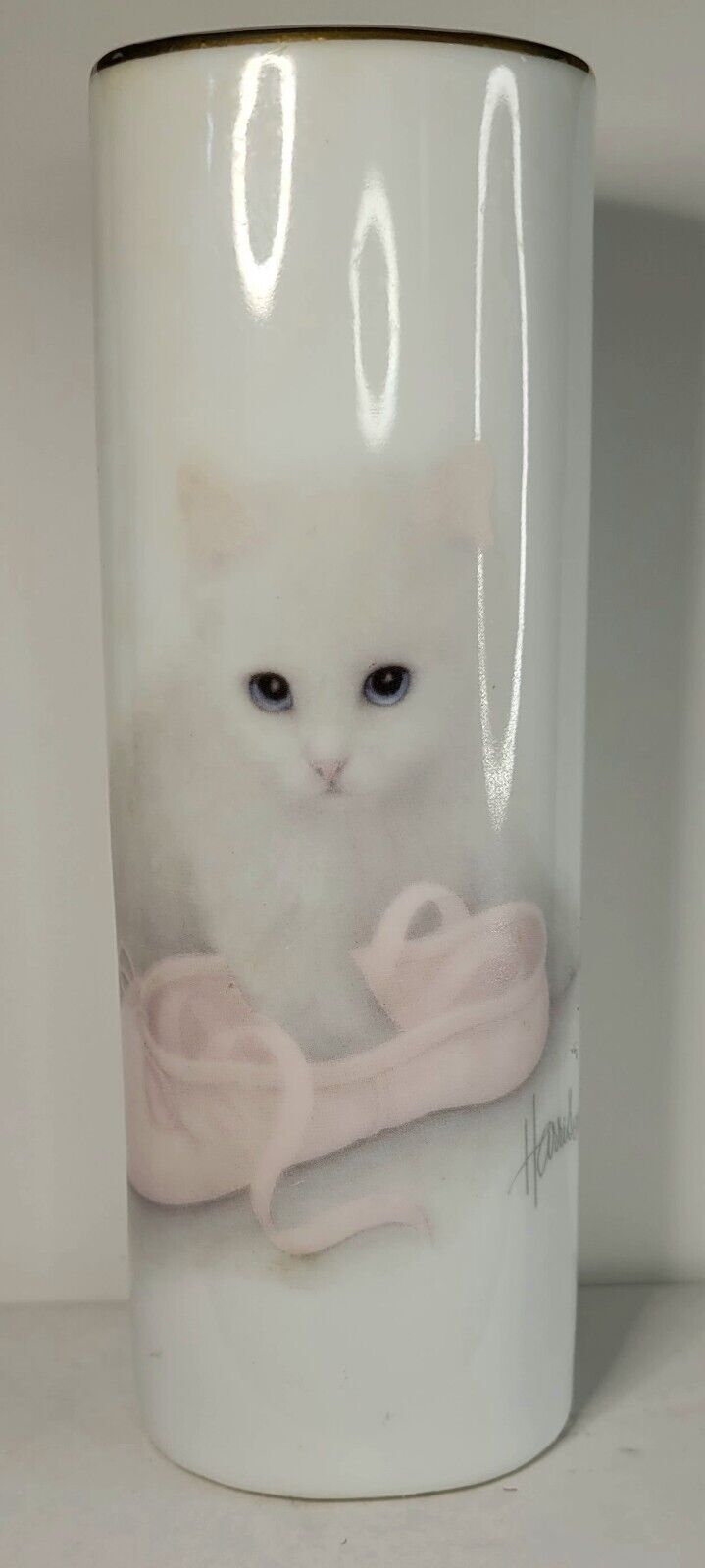 Otagiri Bob Harrison White Kitten With Pink Ballet Slipper Vintage Vase
