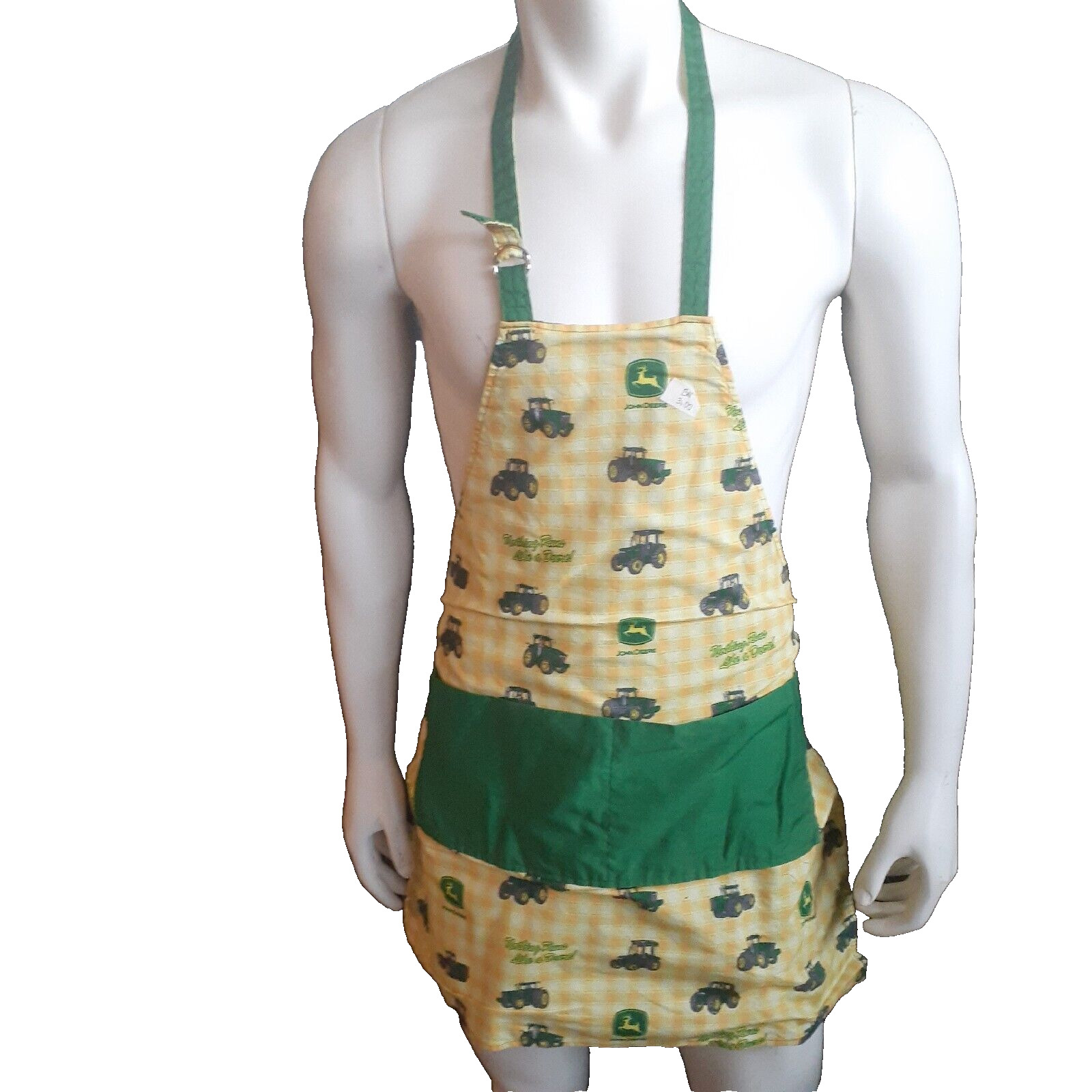 John Deere Tractors Apron Reversible With 2 Pockets Yellow Green and Green Yello