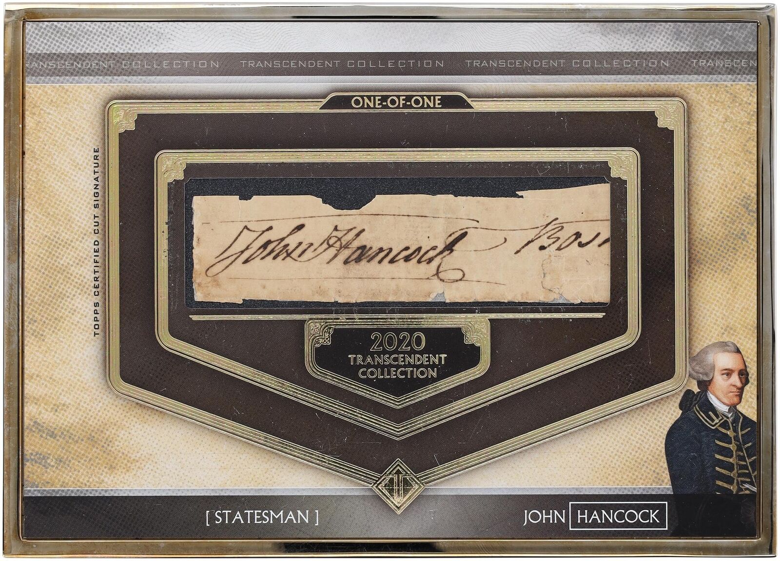 John Hancock Autographed 2020 Topps Transcendent Cut Autograph #TCS-JH #1/1 Card
