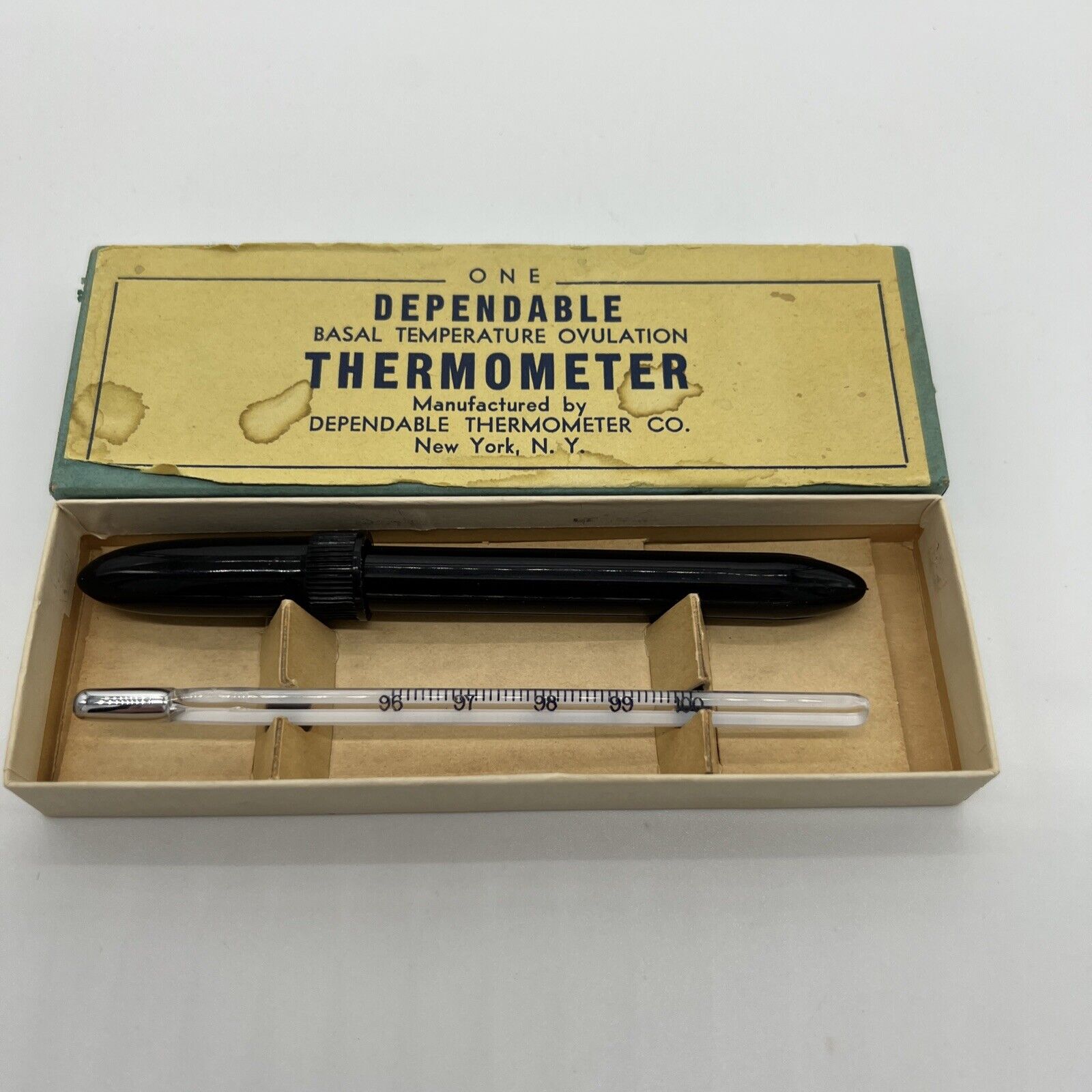 VINTAGE DEPENDABLE BASAL TEMPERATURE THERMOMETER OVULATION TIME 