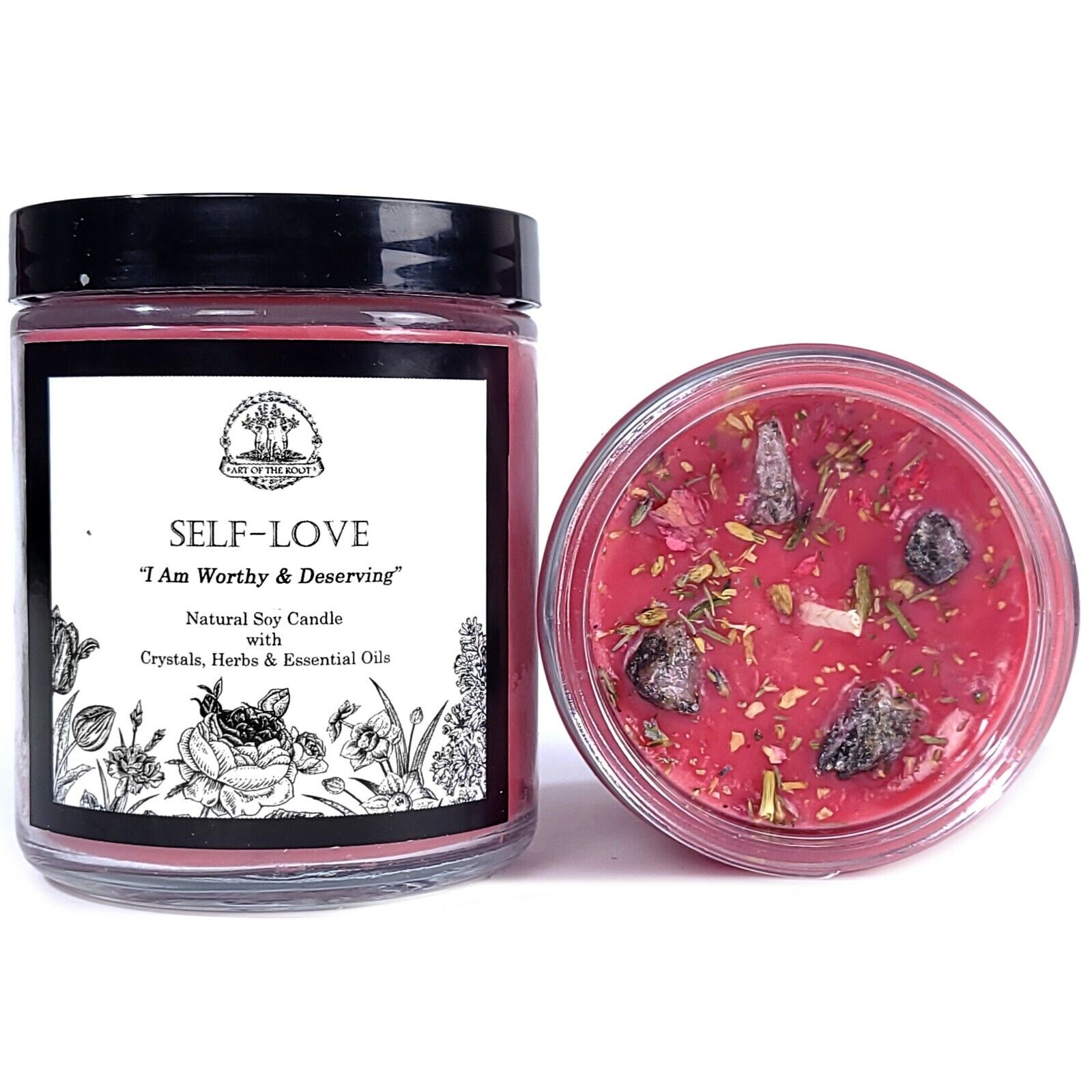 Self-Love Affirmation Soy Crystal Candle  Healing Forgiveness Wiccan Pagan Yoga
