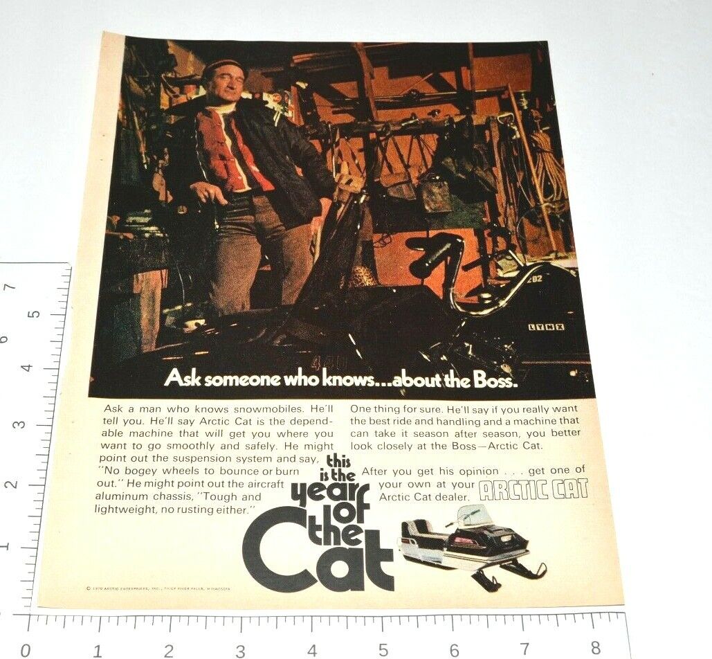 Arctic Cat Snowmobile 1970 Vintage Print Ad Years Of The Cat Boss Minnesota