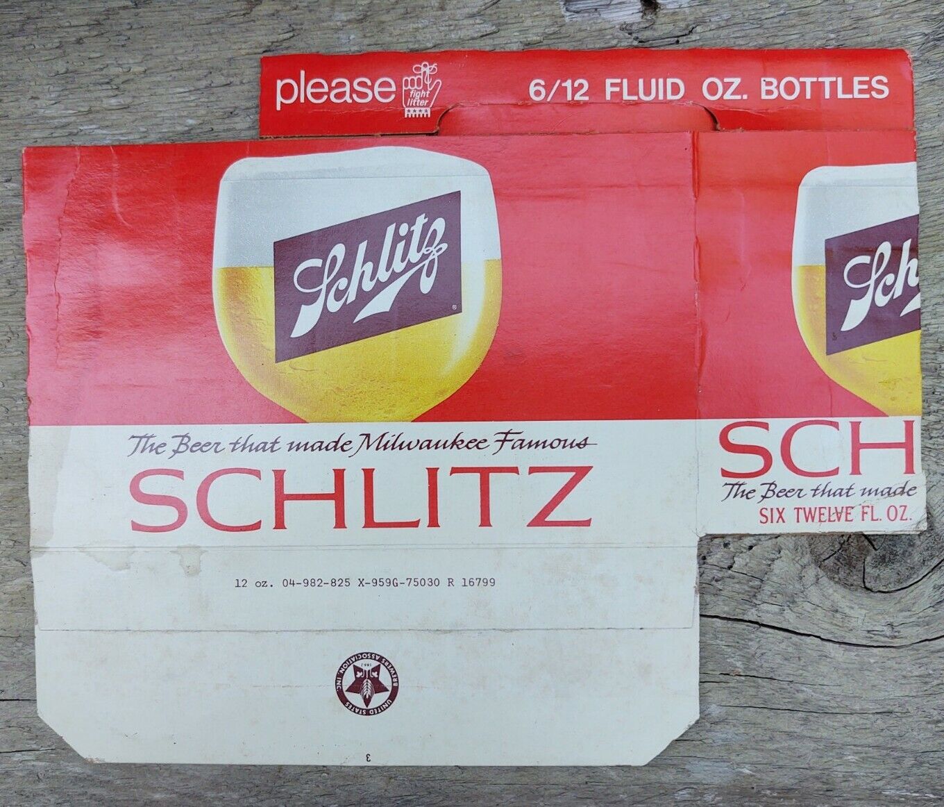 1973 Schlitz Beer Carton Carrier 6 Pack 6.5oz No Deposit Bottles Vintage