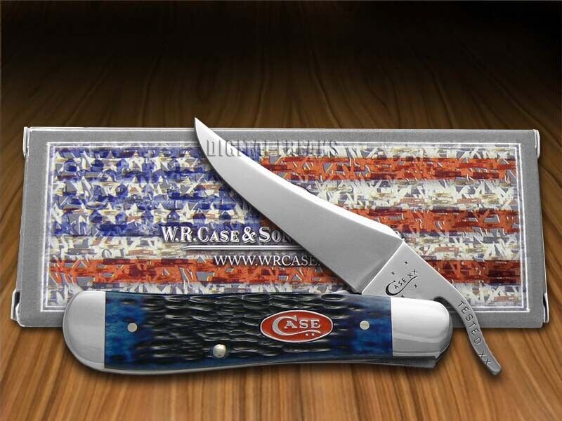 Case xx Knives Russlock Jigged Navy Blue Bone Pocket Knife Stainless 07057