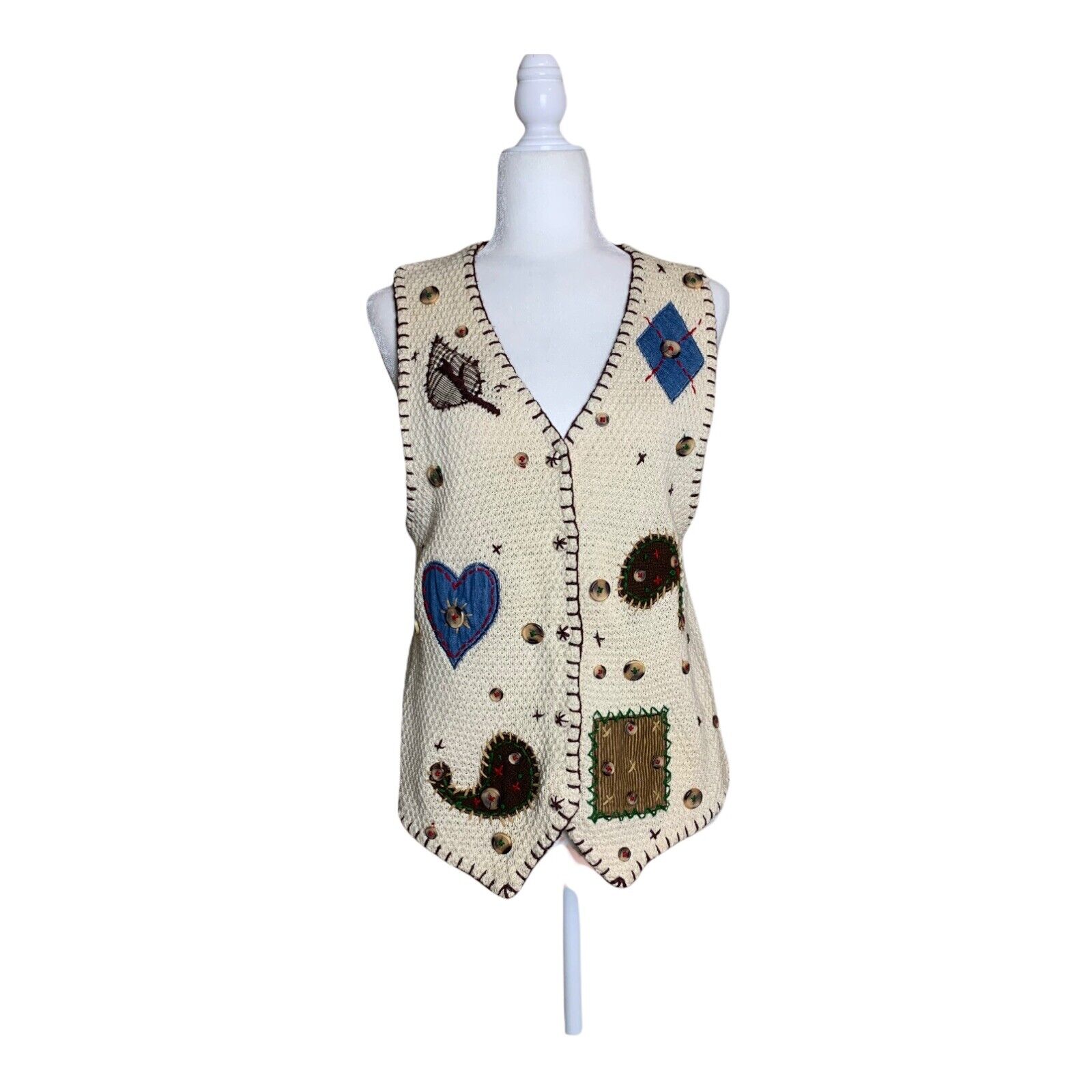 Arriviste Women Vest All Season Assorted Patches of Fabrics & Bottoms Size M