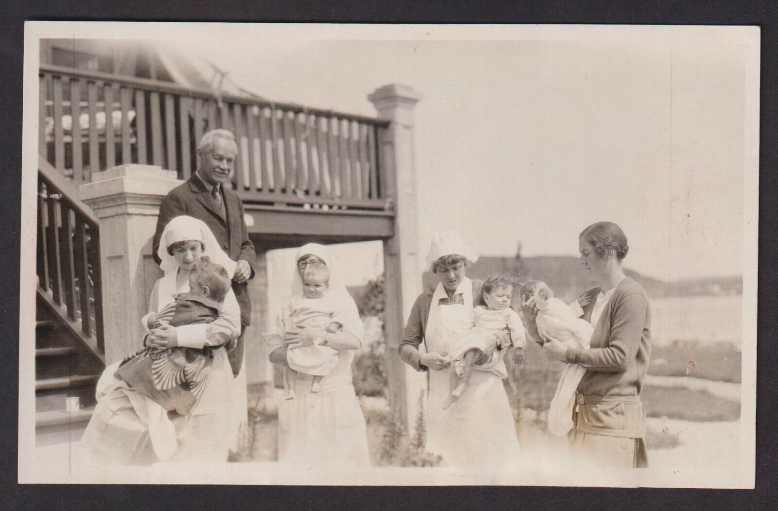 1929 Tuberculosis Babies in Newfoundland with Doctors Vintage Photo