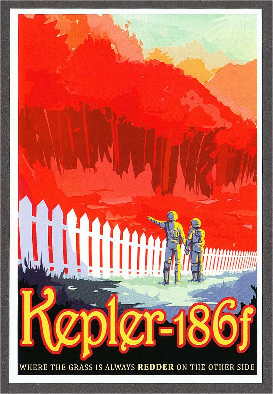 Kepler-186f Exoplanet of Red Dwarf Space Tourism Travel Poster Style Postcard