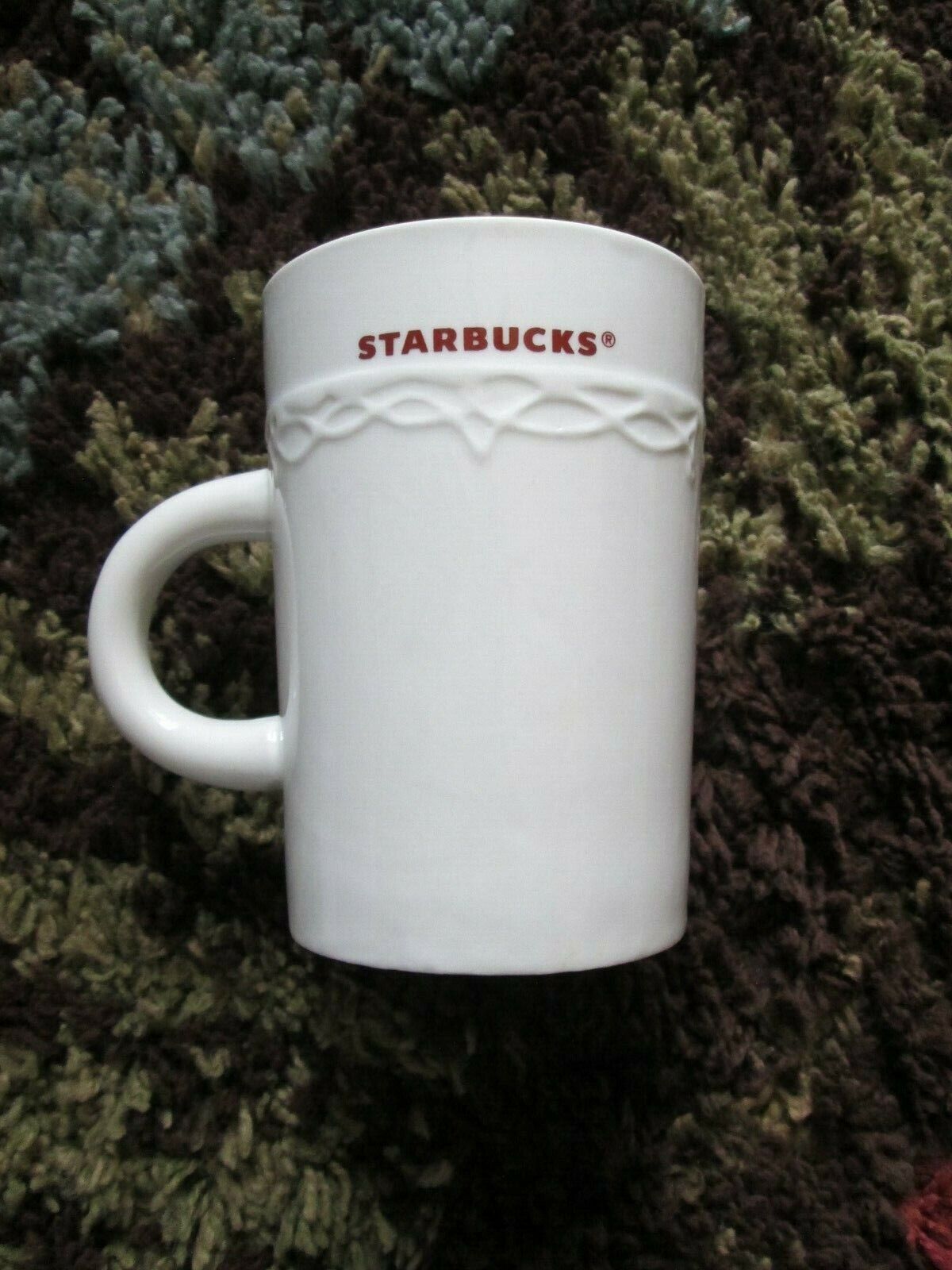 RARE Starbucks Coffee 2010 10oz Mug / Cup Ivory Brown Letters Ceramic EXCELLENT 