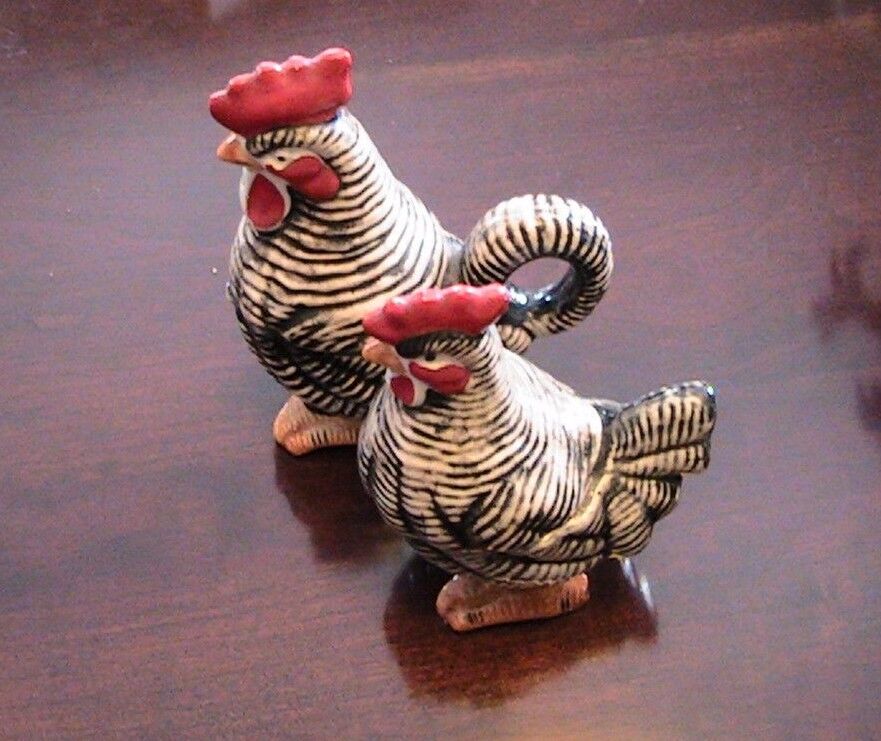 VINTAGE ROOSTERS SUGAR & PEPPER AND CREAMER AND SALT-BY RELCO, JAPAN ,RARE ITEMS