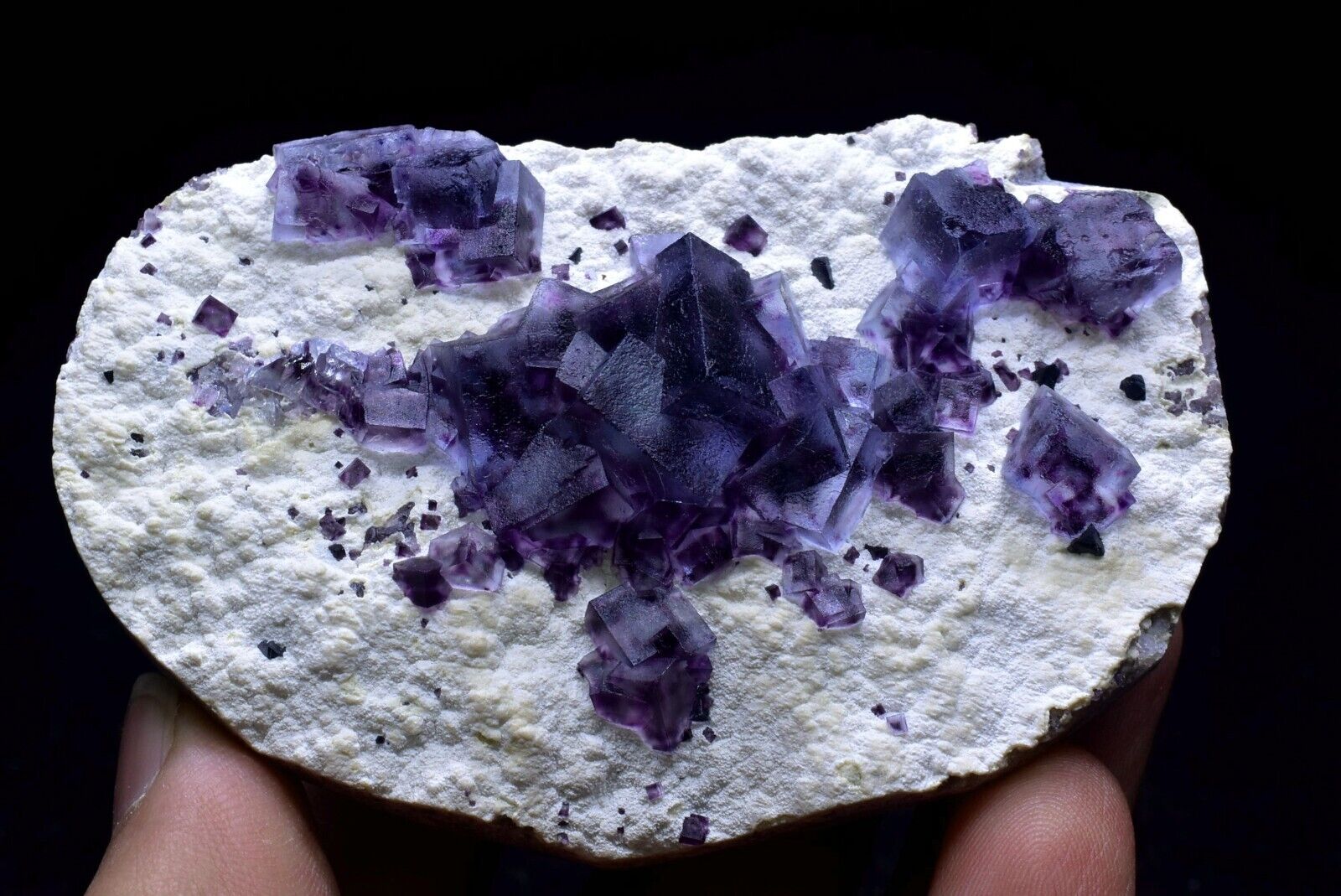 144g Natural green purple Fluorite Octahedral Cube Crysta Rare Mineral Specimen
