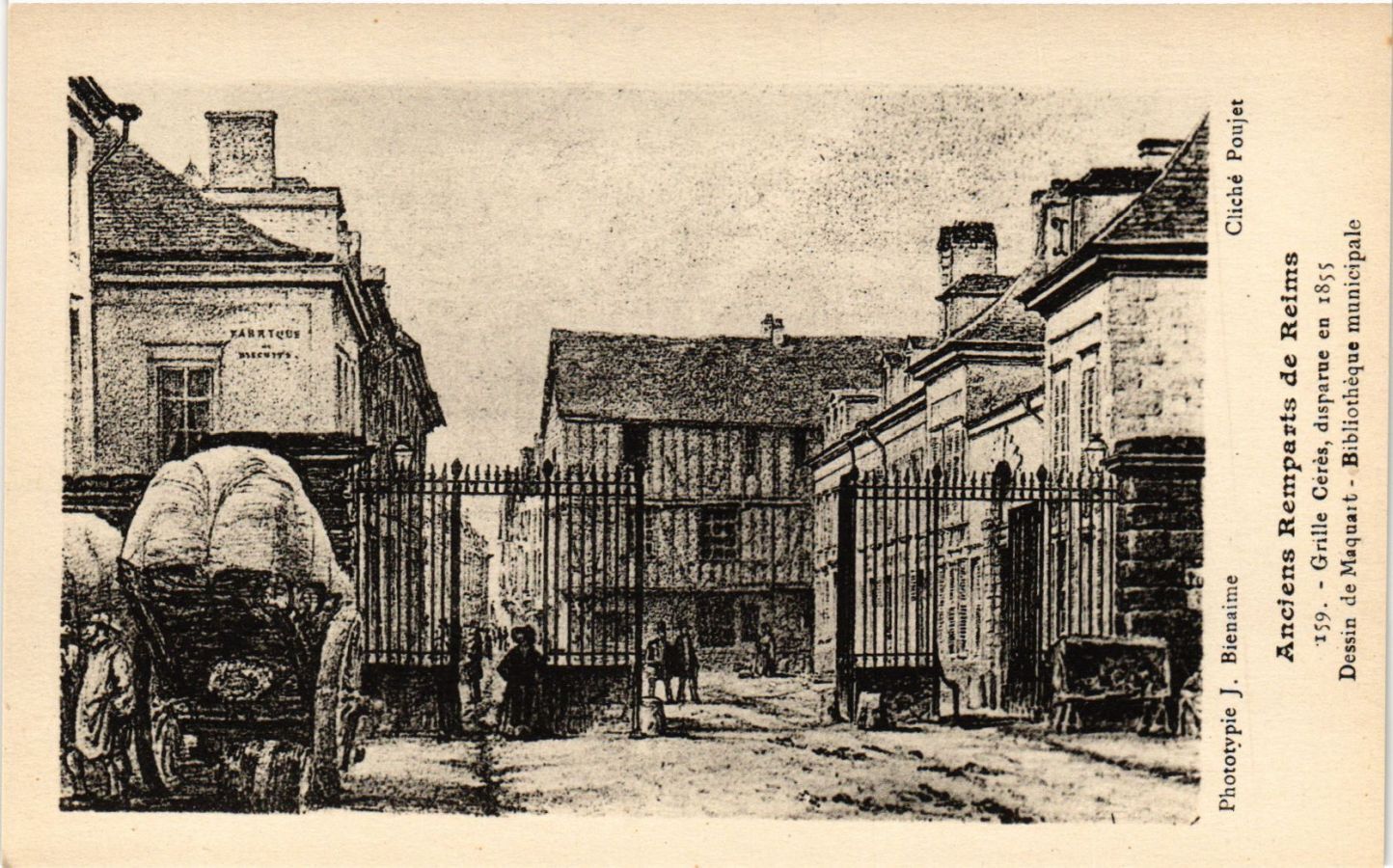 CPA old ramparts of REIMS Cerés grid disappeared in 1855 - drawing by (741431)