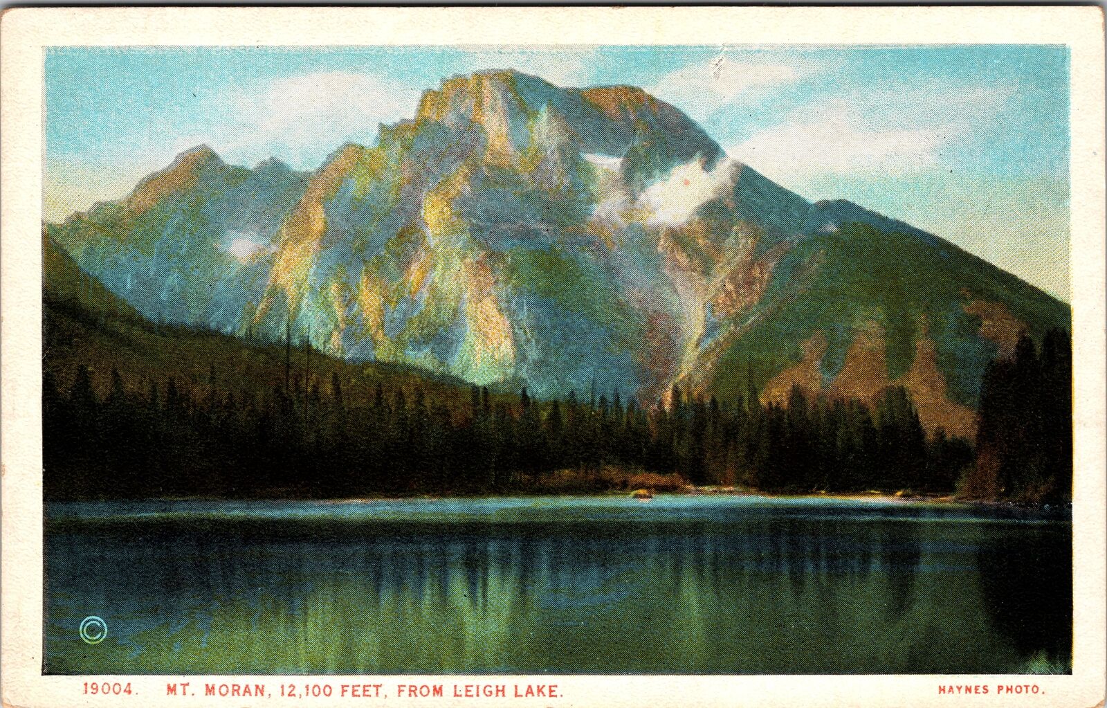 Leigh Lake WY-Wyoming, Mt. Moran Across the Lake, Vintage Postcard