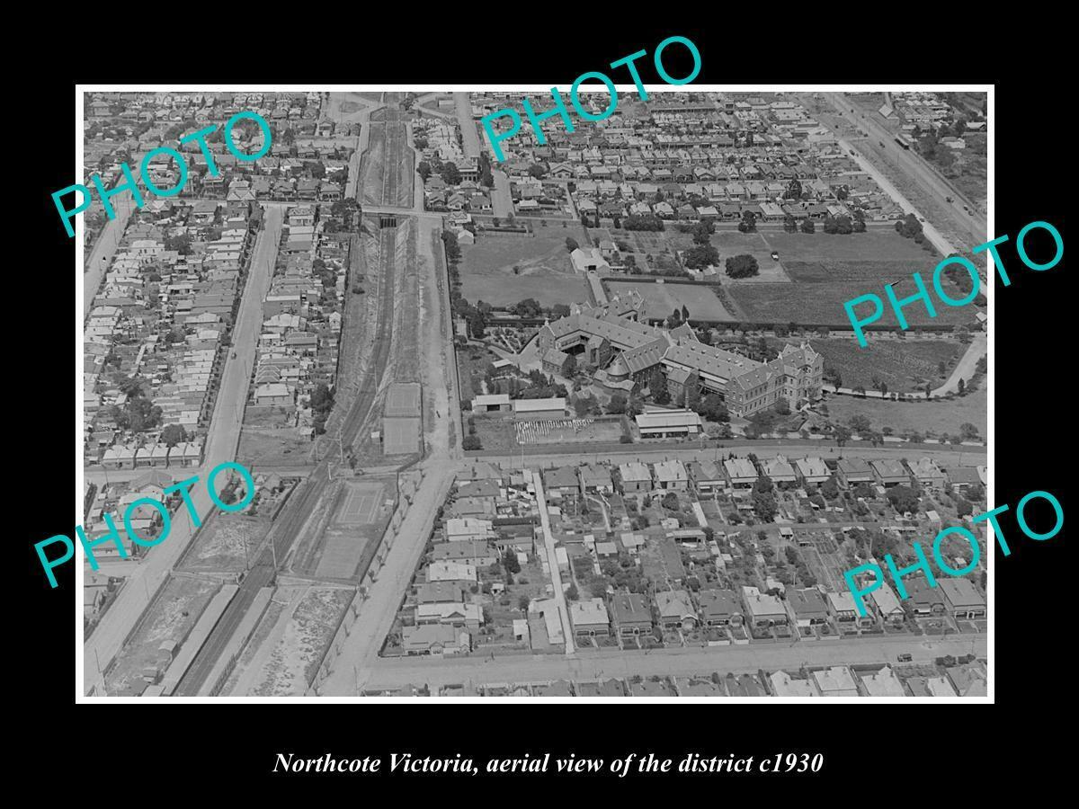 OLD POSTCARD SIZE PHOTO NORTHCOTE VICTORIA AERIAL VIEW OF THE DISTRICT c1930