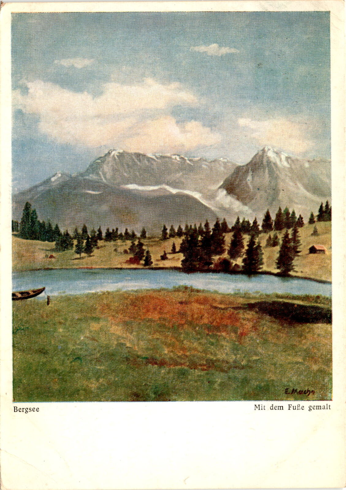 postcard, Bergsee, mountain lake, artist\'s foot, Oktoberfest, Munich, 1 Postcard