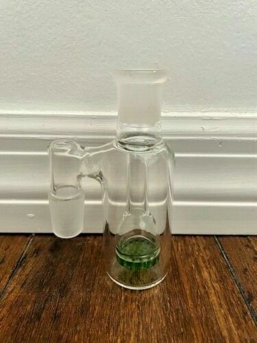 14MM GREEN GLASS WATER PIPE ASH CATCHER CLEAR HONEYCOMB PERC 90DEGREE