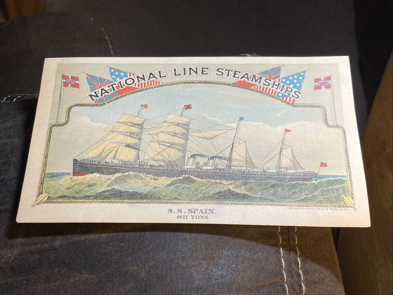 National Line Steamship - S.S. Spain Trade Card P391