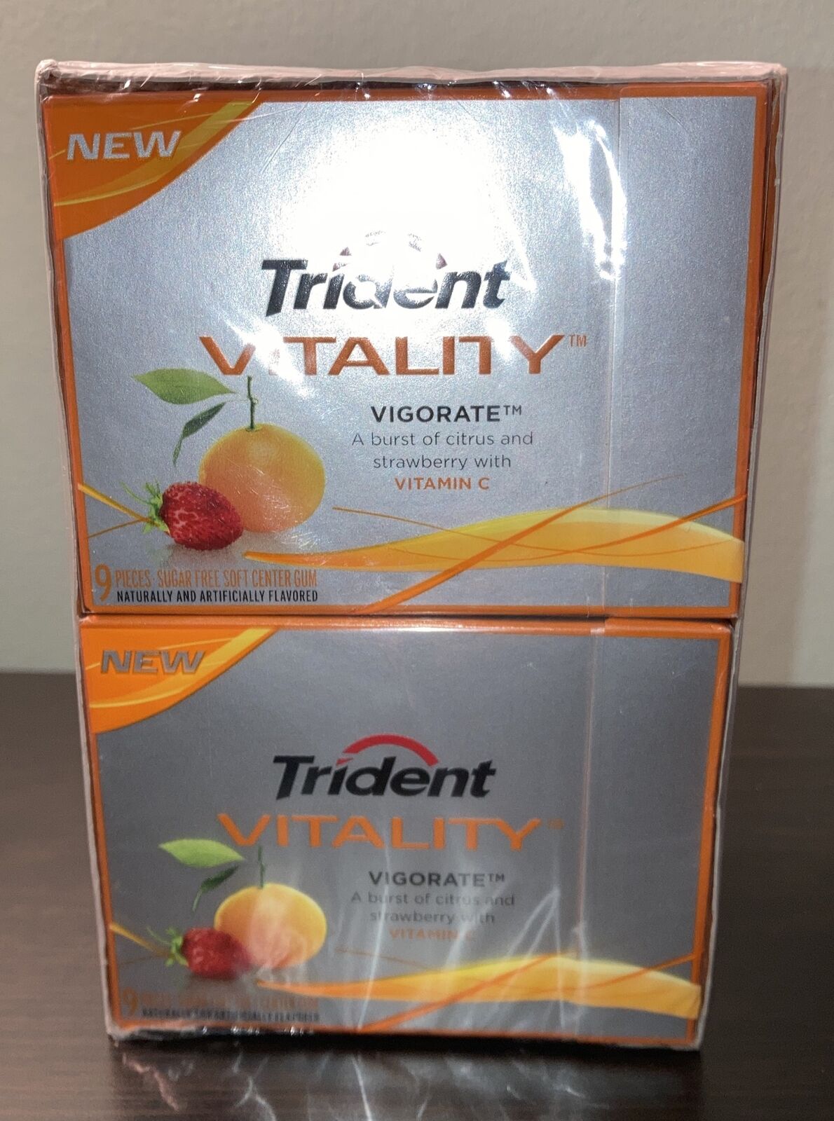 10 Packs Trident Vitality Vigorate Gum Chewing Citrus Strawberry Vitamin C New
