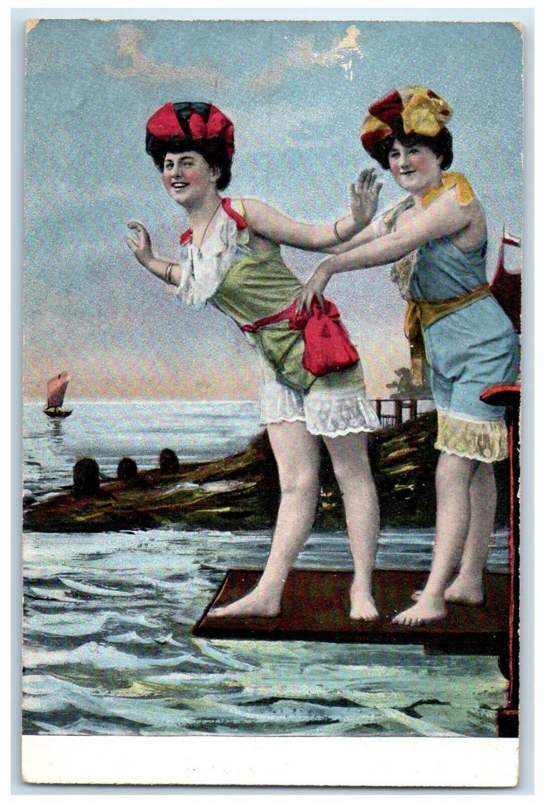 c1910's Bathing Beauties Swimsuits Germany Unposted Antique Postcard