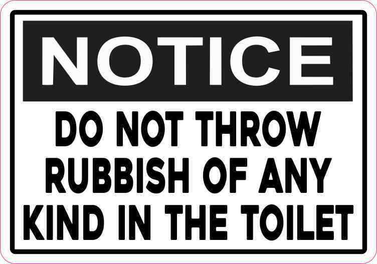 5x3.5 Do Not Throw Rubbish in the Toilet Sticker Car Truck Vehicle Bumper Decal