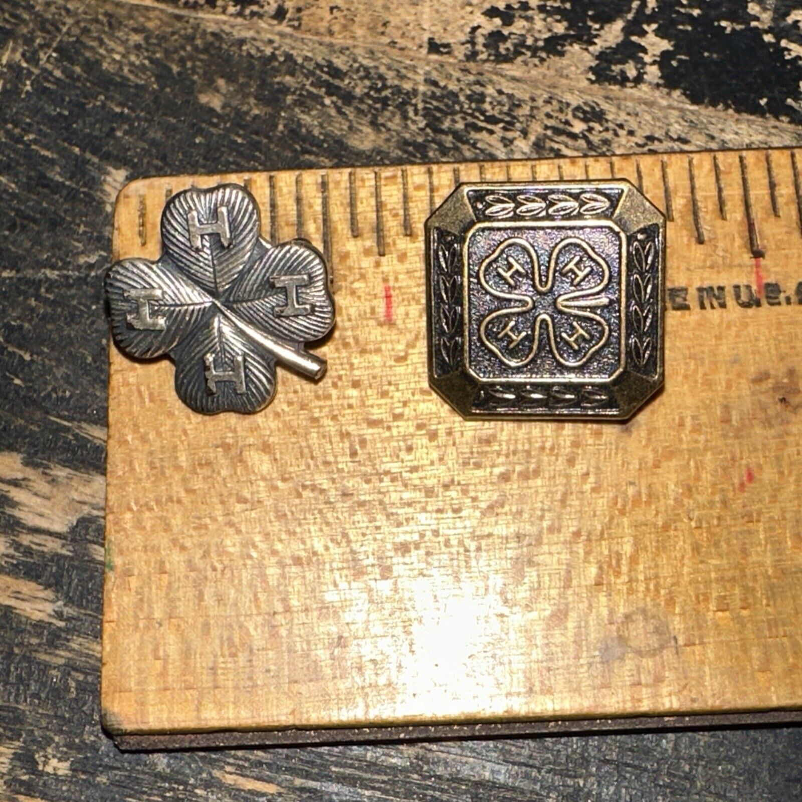 2 Vintage 4-H Lapel Pins, 1 marked “Sterling”