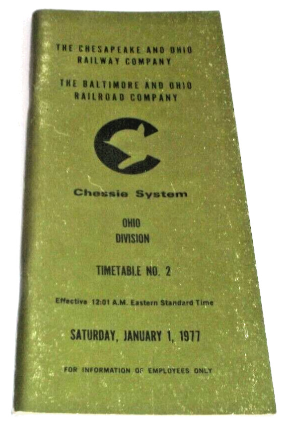 JANUARY 1977 CHESSIE SYSTEM OHIO DIVISION EMPLOYEE TIMETABLE #2