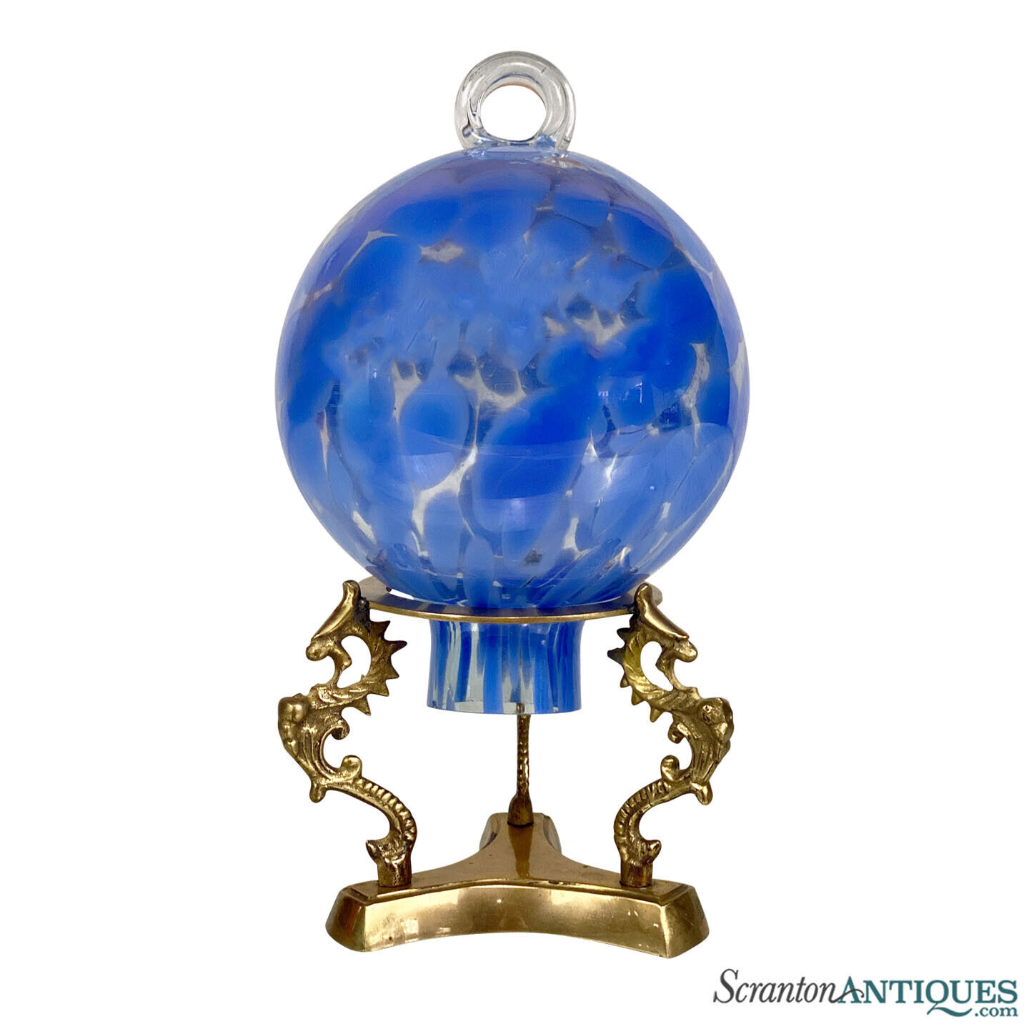 Vintage Traditional Victorian Brass & Blown Glass Sculptural Ornament