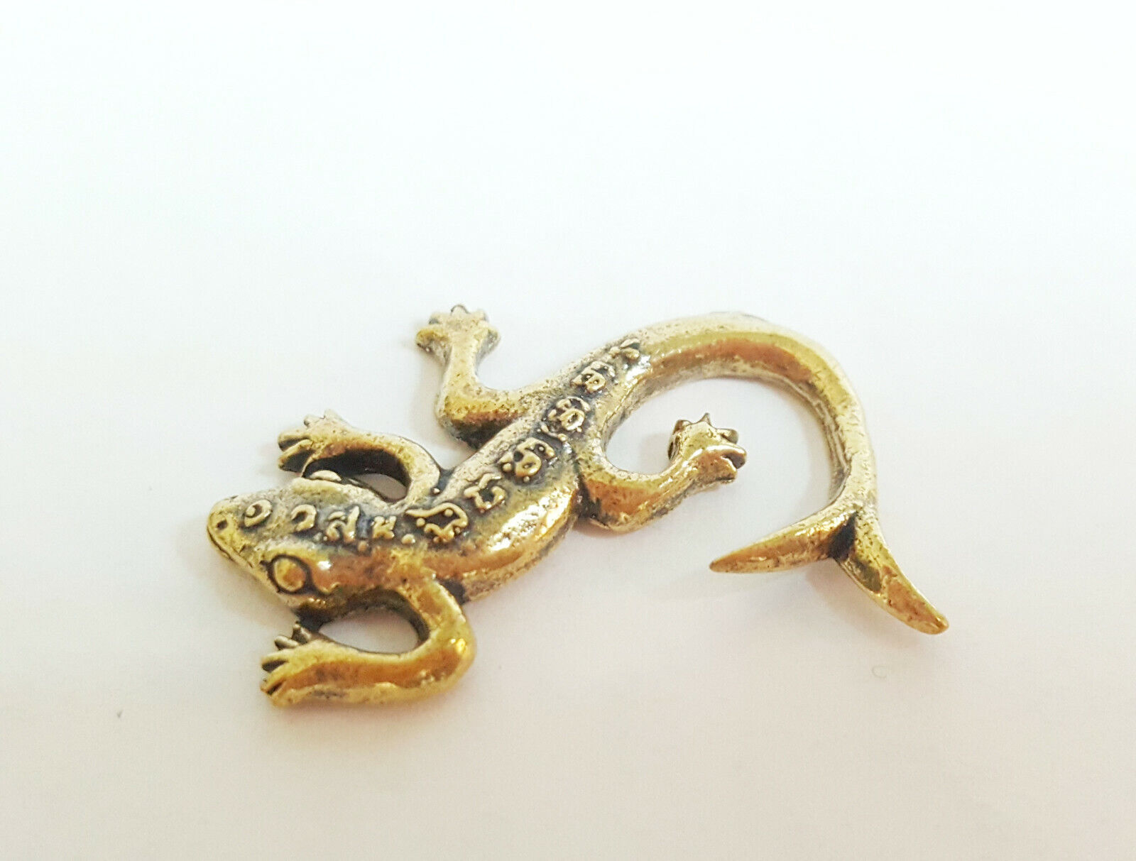 Gold Gecko Lizard Statue Reptile 2 Two Tails Wealth Gamble Win Thailand Talisman