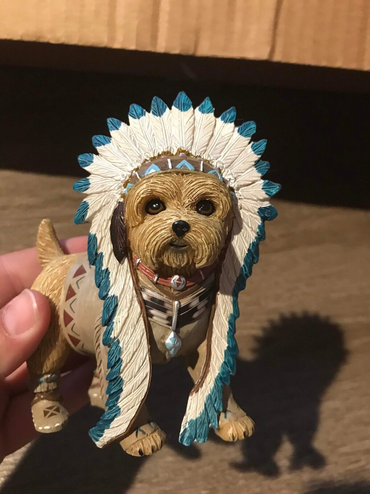 The Hamilton Collection Chief Little Paws Yorkie Indian Native Dog Figurine 4.5\