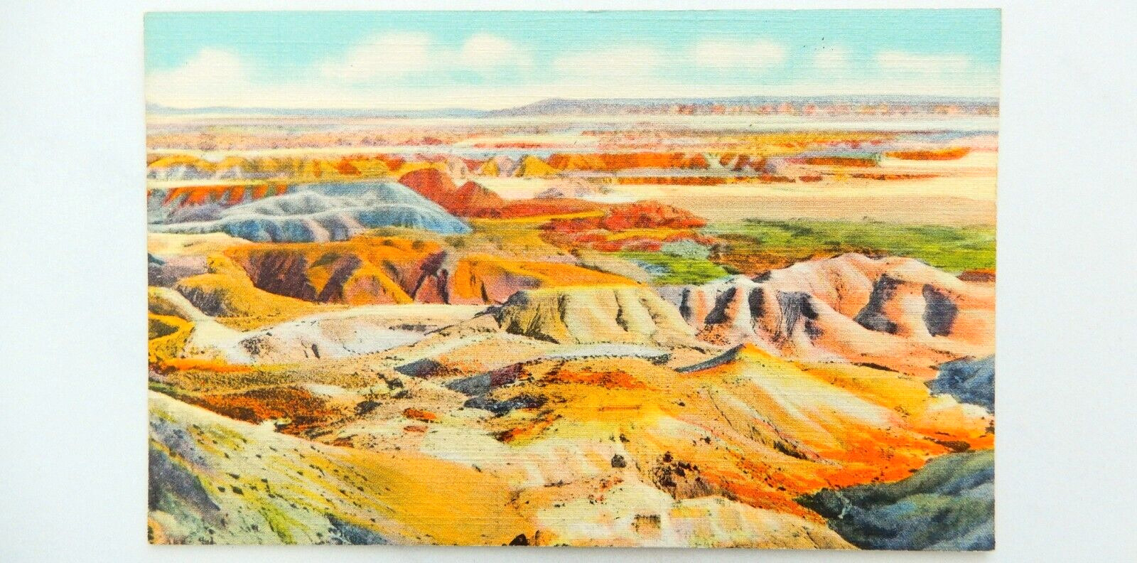 The Painted Desert Postcard Vintage Linen Unused Arizona Sand Rocks Hills Nature