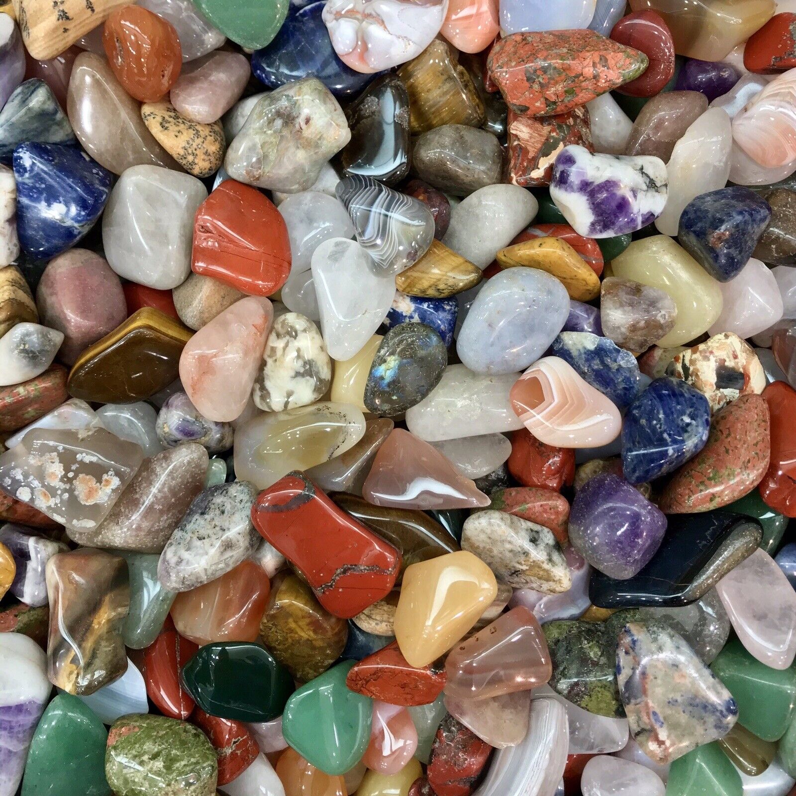 1lb Mixed Lot Polished Rocks - Tumbled Stones Gemstone Mix - Healing and Reiki